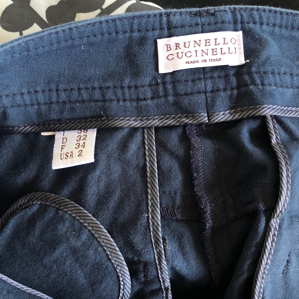 Brunello Cucinelli Navy Blue Ankle Trousers 0 2 - Picture 9 of 9